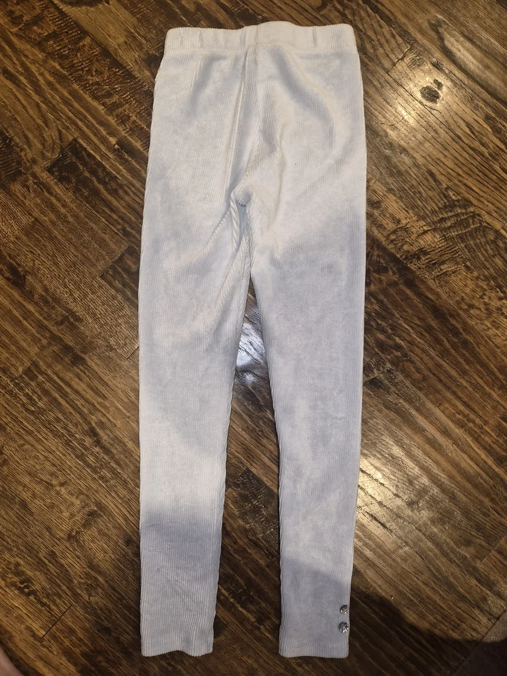 Girls Gymboree Pale Blue Ribbed Leggings with Ankle Button Accents Sz 10